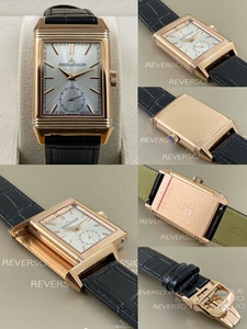 นาฬิกาข้อมือผู้ชายรุ่นใหม่ ดีไซน์สี่เหลี่ยมผืนผ้า หน้าปัดคู่ แสดงเวลาสองเขตเวลา ตัวเรือนสีทอง ระบบกลไก สายหนัง รุ่น Reverse ETA - Product Image 5