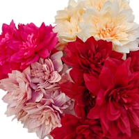 Dahlia artificielle en soie à 7 têtes, multicouche, pour décoration de mariage et d'intérieur, arrangement floral mural, accessoires de photographie, purement décorative
