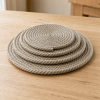 Sous-verre en corde de jute de 1,2 cm, 6 tailles (10 cm à 35 cm), rond, en spirale, en fibre naturelle, pour table et décoration
