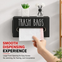 Boîte de rangement en bois pour sacs poubelles avec couvercle, organisateur de sacs en plastique pour cuisine domestique, porte-mouchoirs extractible
