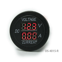 Voltímetro Digital LED de 12V para Auto, Barco y Motocicleta, Medidor de Voltaje Principal AUX, Monitor de Batería, Panel Redondo, Probador de Voltaje Doble