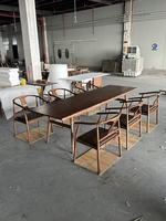 Chaise de salle à manger en bois massif de style moderne du milieu du siècle, finition noyer foncé, fauteuil en bois de frêne avec siège en cuir PU pour hôtel et restaurant