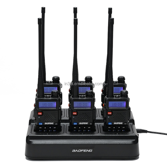 BAOFENG UV-5R with 6 Way Charger Dual Band Two Way Radio Handheld Ham Radio Baofeng Walkie Talkie 5W 1800mAh