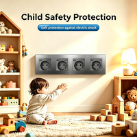 Prise murale UBARO 4 gangues EU avec 8 ports USB, 16A 220V, panneau en verre trempé, indice de protection IP20, anti-effraction, 295mm