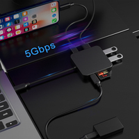 Hub USB C 7 en 1 avec boîtier ABS, PD 100W, HDMI 4K30HZ, USB 3.0, vitesse de transfert de données 5 Gbps, lecteur de carte SD 104 Mo/s, lecteur de carte Micro TF