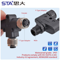 Conector Impermeable M12 Personalizado, Adaptador YT, Divisor de Uno Macho a Dos Hembras, 2, 3, 4, 5, 6, 8 Pines