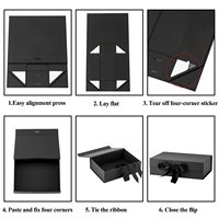 Cajas de Cartón Plegables con Logotipo Personalizado para Zapatos, Ropa y Ropa Interior, Caja de Regalo Negra con Cierre Magnético y Cinta