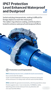 <span class=keywords><strong>Prise</strong></span> industrielle Chint NTC1 pour l'aviation, étanche, mâle et <span class=keywords><strong>femelle</strong></span>, cordon d'alimentation avec connecteur <span class=keywords><strong>triphasé</strong></span> 5 fils <span class=keywords><strong>380V</strong></span> 16A - Product Image 3