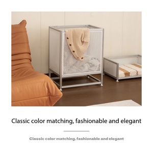Panier à linge en aluminium Bauhaus industriel moderne, panier de rangement modulaire pour vêtements sales - Product Image 4
