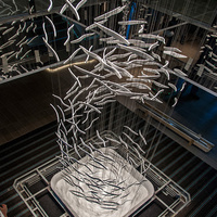 Grand lustre suspendu sur mesure, sculpture abstraite moderne, luminaire suspendu pour hall d'hôtel, atrium, projet commercial, décoration