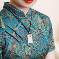 Collier avec pendentif carré en jade de Hetian naturel, tête de bête, design original, fabrication chinoise, plaqué or 18 carats