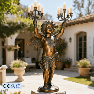 Lampe statue d'ange en fonte de bronze pour parcs extérieurs - Product Image 1