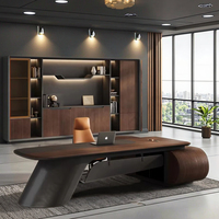 Luxe moderne E0 placage de bois en forme de L bureau exécutif conception de panneau extensible pour patron directeur PDG bureau à domicile chambre