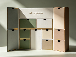 Customizable Sage Green &amp; Gold Foil <strong>Advent</strong> <strong>Calendar</strong> <strong>Box</strong>, Premium Fold-Out Christmas <strong>Calendar</strong> Packaging - Product Image 5
