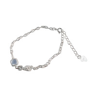 Bracelet Bowei en argent sterling S925 pour femme, design de niche, cube d'aigue-marine et motif nez de cochon, bijoux haut de gamme fabriqués avec raffinement