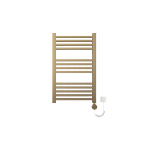 Sèche-serviettes mural électrique chauffant pour salle de bain avec minuterie et contrôle de température, 10 barres, à brancher (Or brossé) - Product Image 1