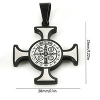 Collier pendentif croix Saint Benoît en acier inoxydable pour hommes et femmes, charme de prière catholique San Benito, bijoux religieux d'exorcisme