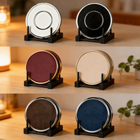 Sous-verres ronds en métal d'origine, sous-verres en cuir PU avec bord doré, multicolores, résistants à la chaleur, pour la maison et le bar
