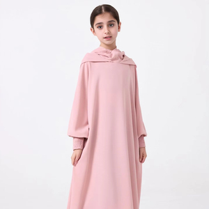 2025 Ramadan moyen-orient musulman <span class=keywords><strong>Abaya</strong></span> <span class=keywords><strong>fille</strong></span> robe à capuche couleur unie à capuche manchette conception Kebaya Robe Robe - Product Image 1