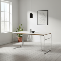 Table à manger rectangulaire blanche avec pieds en métal de style nordique moderne, personnalisable en gros, pour usage domestique, ensemble table et chaises