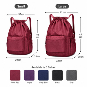 Custom Logo Drawstring Backpack Gym Sack Cinch Bag Front Zip Pocket Side Pockets OEM ODM Factory Direct Day pack Sack pack - Product Image 2