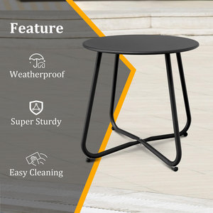 Modern Round Metal Steel Patio <b>Side</b> <b>Table</b> for <b>Outdoor</b> Garden, Balcony & Living Room | Small Accent Coffee <b>Table</b> - Product Image 4