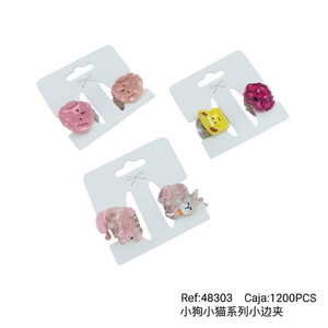 Mini fermagli per capelli serie Pet per bambini e donne, design simpatico a forma di animale, piccole dimensioni, 1200 pezzi per scatola - Product Image 2