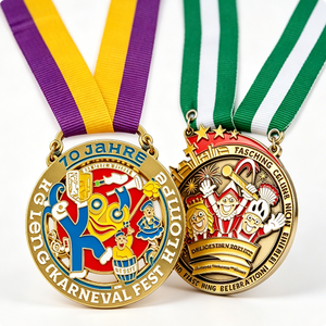Medalla Personalizada de Aleación de Zinc Bañada en Oro con Diseño Circular de Arte Popular en Esmalte Duro, Souvenir para Celebración de Carnaval - Product Image 4