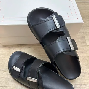 Luxury Original Black mqqueeion Slides With Buckle Strap Open Toe Design Slippers Summer Wholesale - Product Image 1