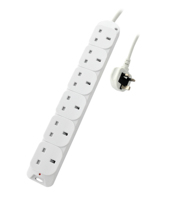 Multiprise UK 6 voies 13A 250V ~ avec H05VV-F de protection pour enfants 3G1.25mm2 X1M CE UKCA