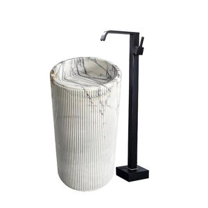 Lavabo de Baño de Mármol Moderno de Lujo, Independiente, Mármol Blanco <span class=keywords><strong>Jazz</strong></span> Verde Indio, Ranurado con Precisión, Tamaño Personalizado, 18 mm de Grosor - Product Image 2