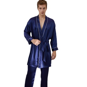 19 Mmi Chemise de nuit en soie XXL pour hommes, pantalon, costume, pyjama long à lacets en soie lourde, vêtements de maison doux pour adultes, impression d'été pour hôtels - Product Image 5