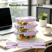 Vaatwasmachinebestendige borosilicaat glazen voedselcontainer, herbruikbare glazen lunchbox voor bruiloft catering