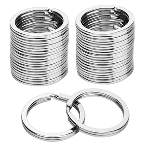 Porte-clés rond plat en métal fendu, porte-clés argenté pour bricolage et artisanat, vente en gros - Product Image 4