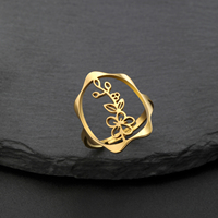 Cincin Pertunangan Wanita Motif Bunga Bulan Kelahiran, Baja Anti Karat, Snowdrop Daisy Iris, Dapat Disesuaikan, Perhiasan Estetis, Hadiah Ulang Tahun