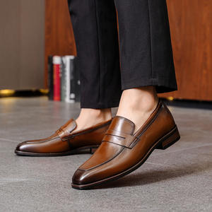 Zapatos de Cuero de Alta Calidad, Sin Cordones, con Punta, Superficie Brillante, Cómodos, Antideslizantes, Planos, de Piel de Vacuno de Primera Calidad, para Hombre, Oficina, Carrera, Boda - Product Image 2