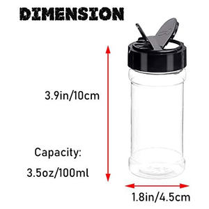Frascos de Plástico para Especias con Tapa Negra, Botellas de Plástico de 50 Gramos y 100 ml para Especias en Polvo - Product Image 2