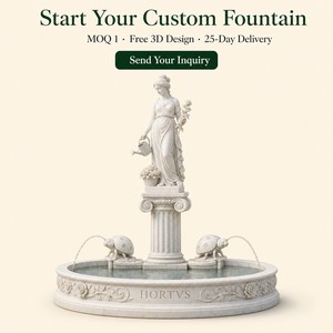 Fuente de Estatua de Mármol Europeo con Columna y Cuenco Redondo, Diseño de Jardinera Musa con Regadera y Tallado de Hojas de Rosa para Paisajismo - Product Image 6