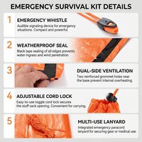 Sac de couchage d'urgence en aluminium imperméable pour l'extérieur, sac de bivouac thermique de survie, orange