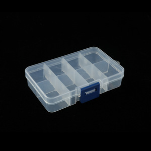 Transparent Plastic Organizer Box 8-Compartment With Lid For Jewelry Storage Small Size PP Material Blue Clasp - Product Image 2