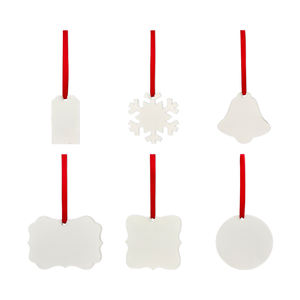 Ornement de Sublimation blanc en porcelaine, entrepôt américain, pendentifs ronds tendus en porcelaine, en MDF blanc - Product Image 1