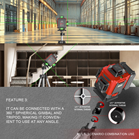 Niveau laser industriel portable 12 lignes 4D 360 degrés pour murs et sols, précision 1mm/7m, portée 0-10m, auto-nivelant