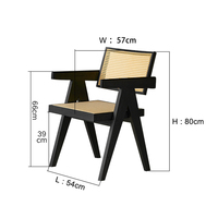 Chaise de restaurant commerciale de luxe en bois de frêne noir avec dossier en rotin, fauteuil moderne vintage en rotin, chaise de salle à manger en bois pour café