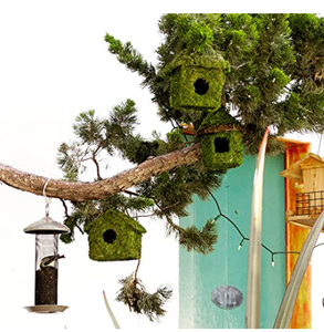 Bahçe doğal yosun kuş yuvası, asılı yosun kuş evi - Product Image 2