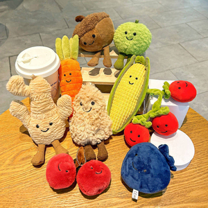Porte-clés en peluche créatifs et mignons de 4 pouces, figurines de légumes Jellycats, brocoli, chou, gâteau aux fruits, pendentifs alimentaires - Product Image 1
