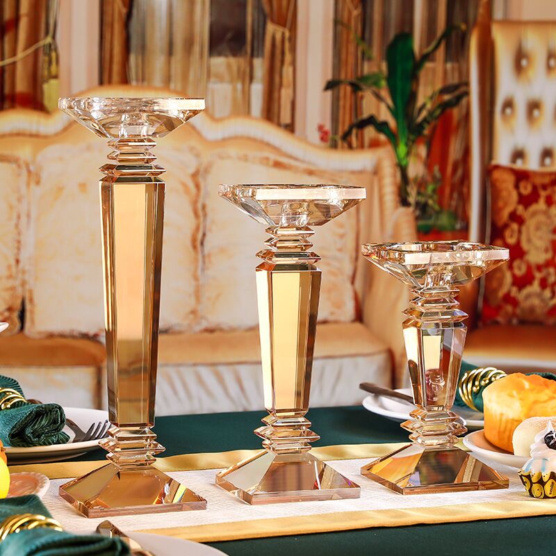 Роскошный Золотой ясный Хрустальный подсвечник стеклянный подсвечник