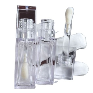 Tubo de Brillo Labial Cuadrado Transparente Vacío de PETG, Botella de Brillo Labial Impermeable con Brocha Plana y Aplicador Grande - Product Image 4