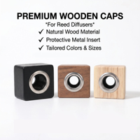 Vietnam WeWood Cube Capuchon diffuseur en bois avec insert en plastique fileté, capuchon parfumé en bois, capuchon carré pour parfum, col en métal