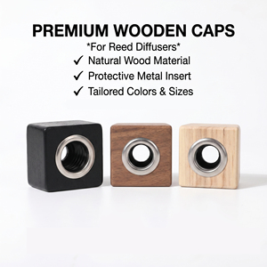Vietnam WeWood Cube Wood <b>Diffuser</b> Lid Threaded Plastic Liner Timber Scent Cap Square Fragrance Top Metal Collar - Product Image 1