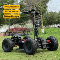 Scooter électrique tout-terrain 60V à quatre roues motrices, buggy de plage haute vitesse, ATV pliable 200 kg, moteur 2500W, autonomie 35 km